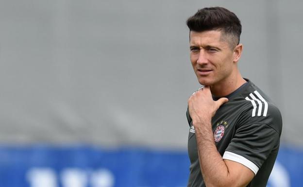 Lewandowski, durante un entrenamiento del Bayern.