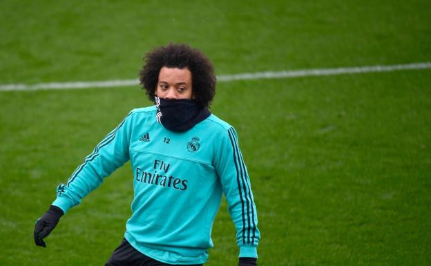 Marcelo, en un entrenamiento. /Afp