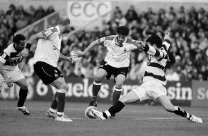 Jorge López y Colsa, durante el partido contra el Espanyol, el último jugado por el Racing en El Sardinero. / ANDRÉS FERNÁNDEZ/