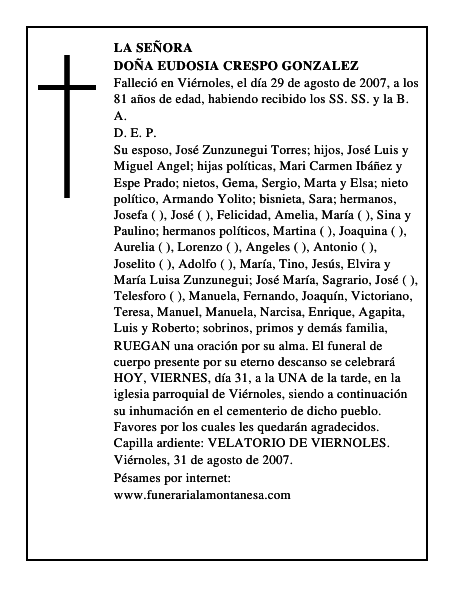 DOÑA EUDOSIA CRESPO GONZALEZ