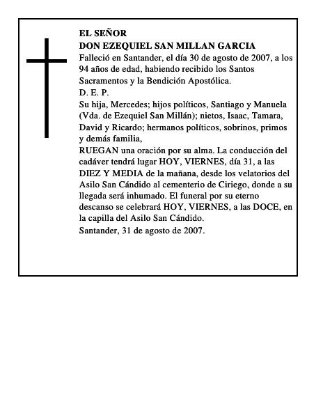 DON EZEQUIEL SAN MILLAN GARCIA