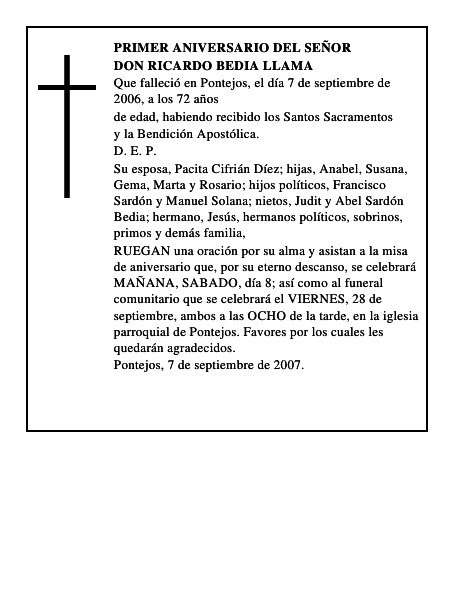 DON RICARDO BEDIA LLAMA