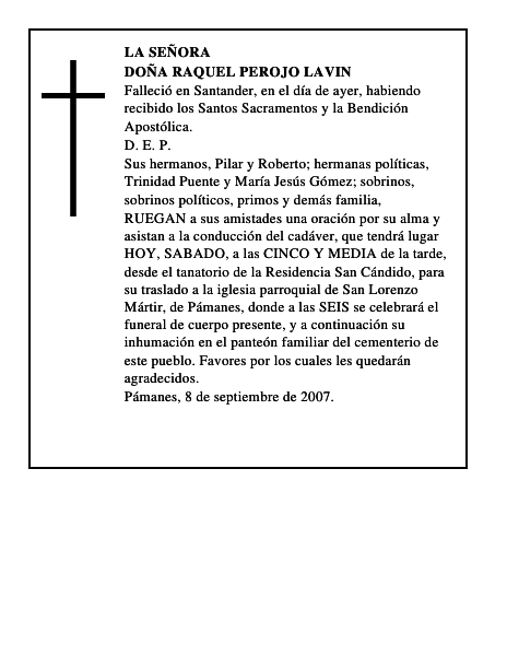 DOÑA RAQUEL PEROJO LAVIN