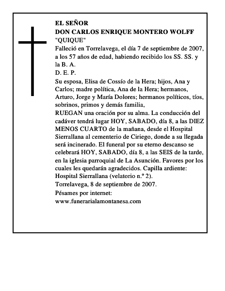 DON CARLOS ENRIQUE MONTERO WOLFF