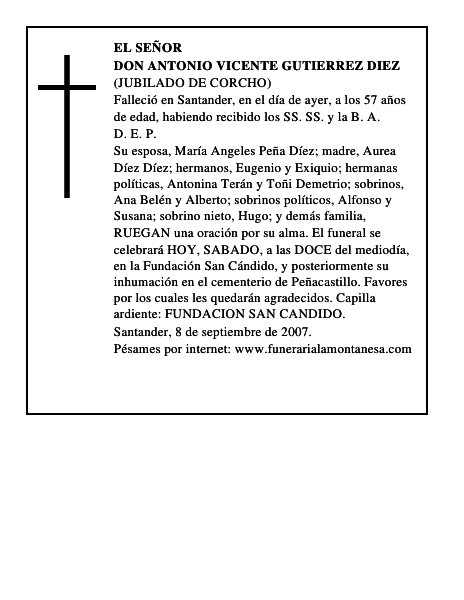 DON ANTONIO VICENTE GUTIERREZ DIEZ