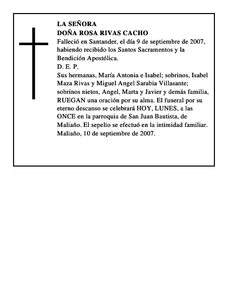 DOÑA ROSA RIVAS CACHO