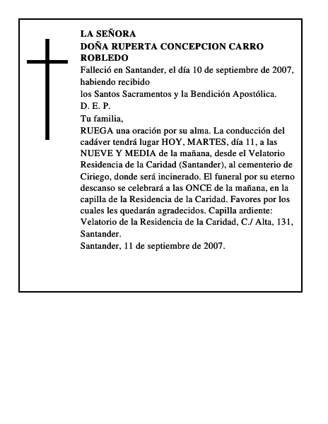 DOÑA RUPERTA CONCEPCION CARRO ROBLEDO