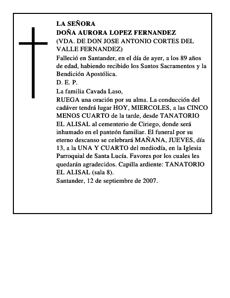 DOÑA AURORA LOPEZ FERNANDEZ