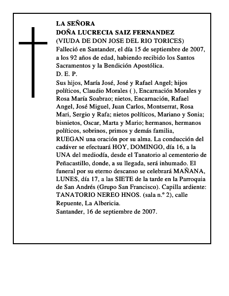 DOÑA LUCRECIA SAIZ FERNANDEZ