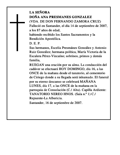DOÑA ANA PRESMANES GONZALEZ