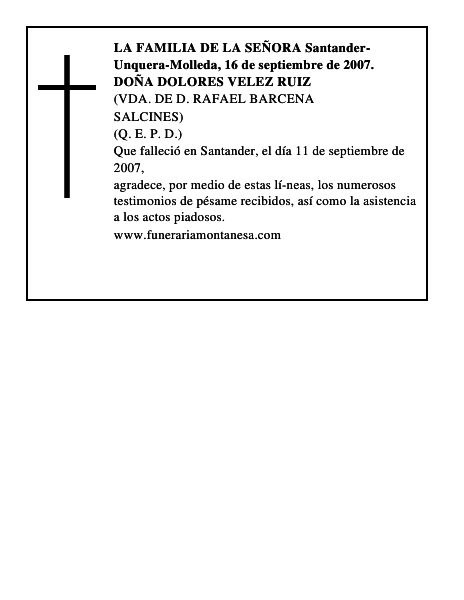 DOÑA DOLORES VELEZ RUIZ