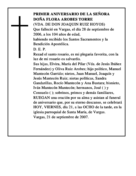 DOÑA FLORA AROBES TORRE