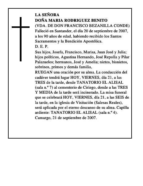 DOÑA MARIA RODRIGUEZ BENITO