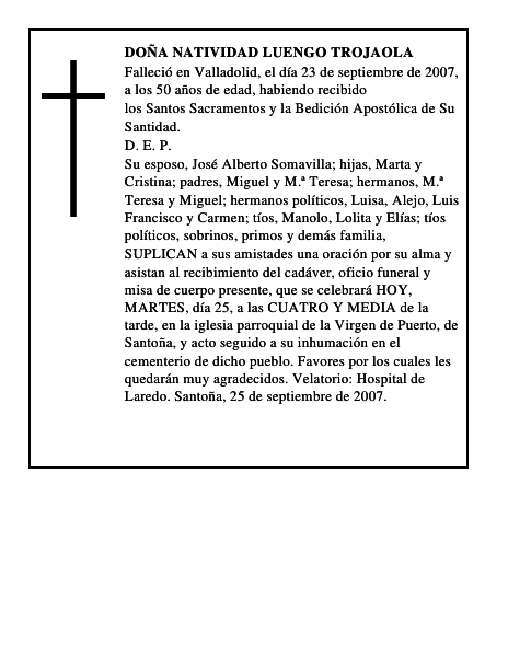 DOÑA NATIVIDAD LUENGO TROJAOLA