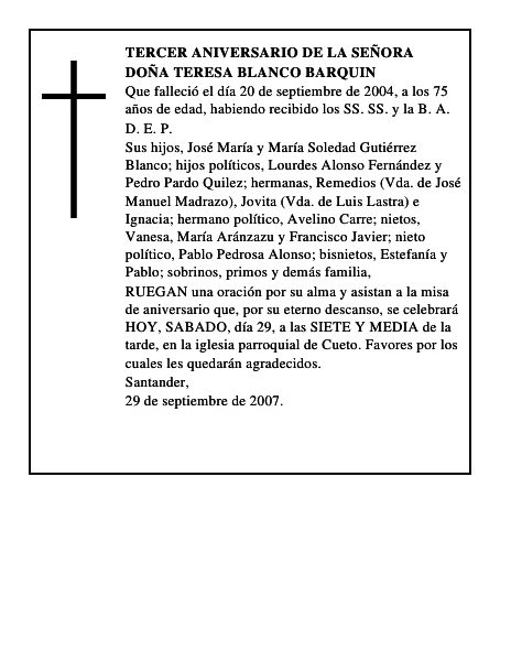 DOÑA TERESA BLANCO BARQUIN