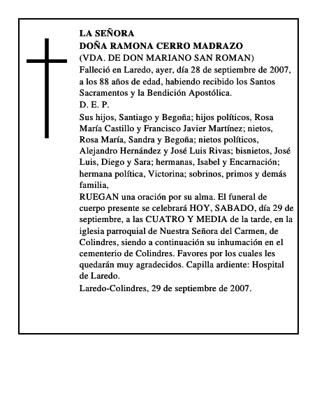 DOÑA RAMONA CERRO MADRAZO