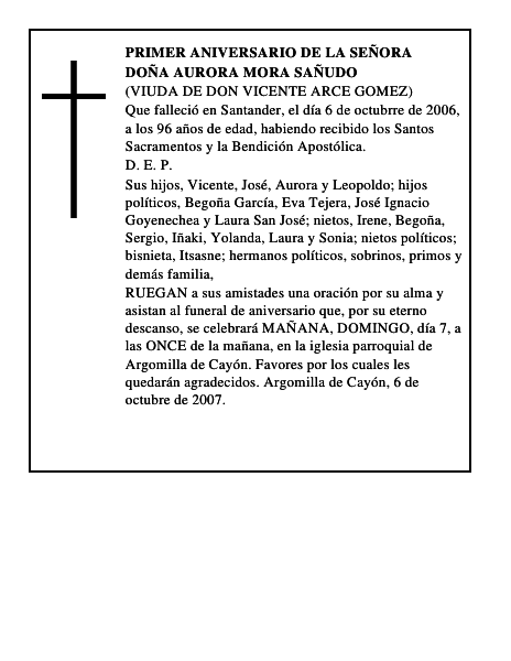 DOÑA AURORA MORA SAÑUDO