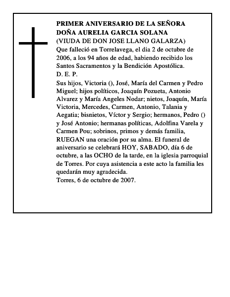 DOÑA AURELIA GARCIA SOLANA