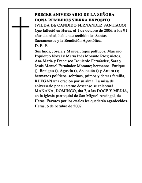 DOÑA REMEDIOS SIERRA EXPOSITO
