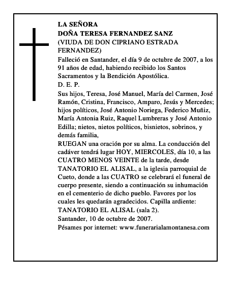 DOÑA TERESA FERNANDEZ SANZ