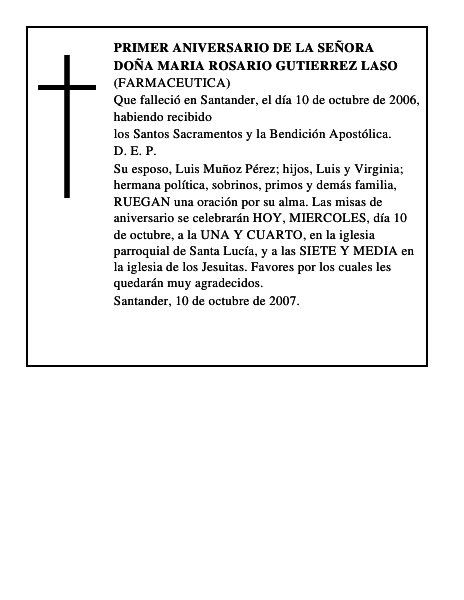 DOÑA MARIA ROSARIO GUTIERREZ LASO