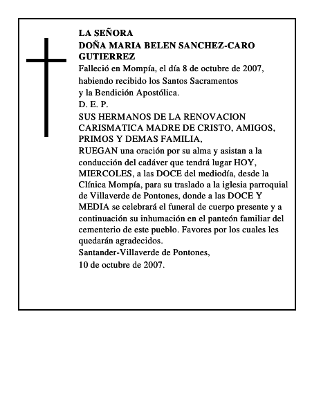 DOÑA MARIA BELEN SANCHEZ-CARO GUTIERREZ