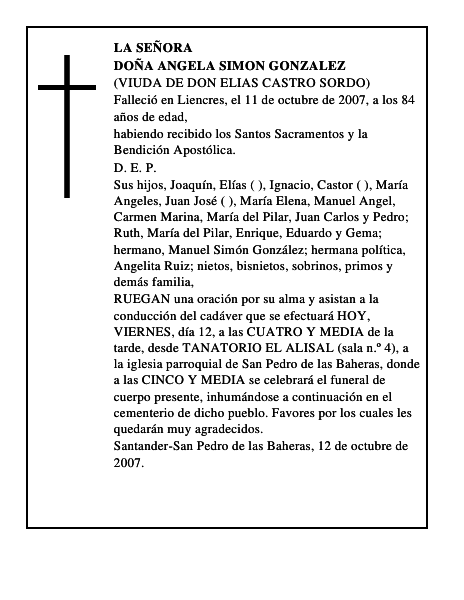 DOÑA ANGELA SIMON GONZALEZ
