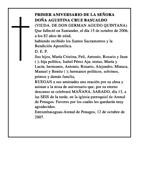 DOÑA AGUSTINA CRUZ BASUALDO