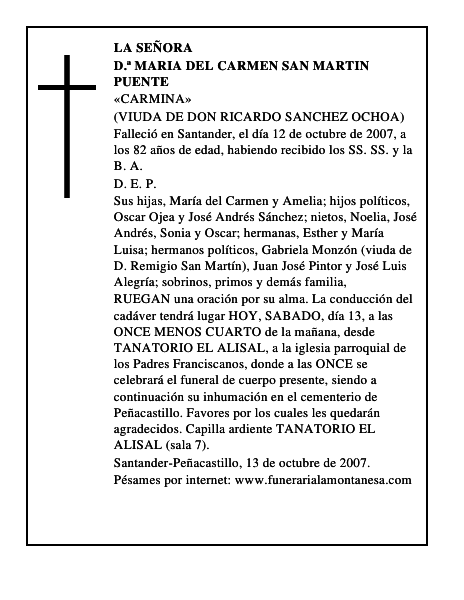 D.ª MARIA DEL CARMEN SAN MARTIN PUENTE