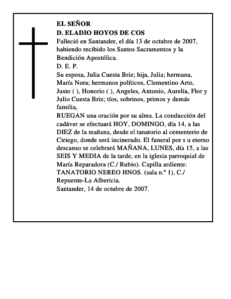D. ELADIO HOYOS DE COS