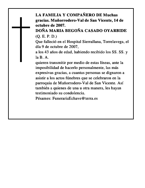 DOÑA MARIA BEGOÑA CASADO OYARBIDE