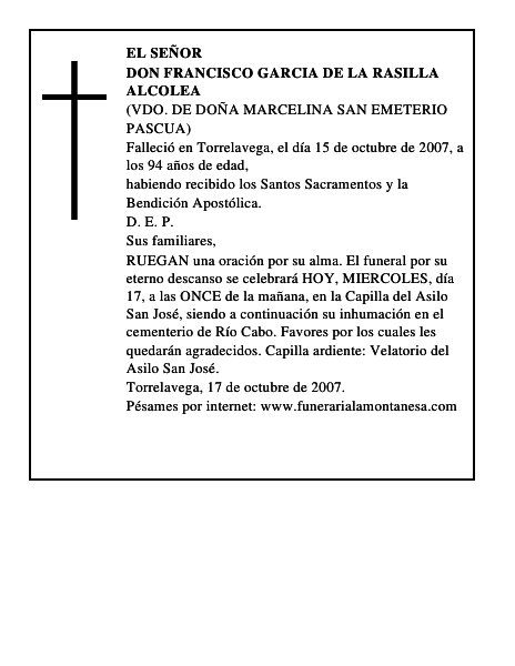 DON FRANCISCO GARCIA DE LA RASILLA ALCOLEA