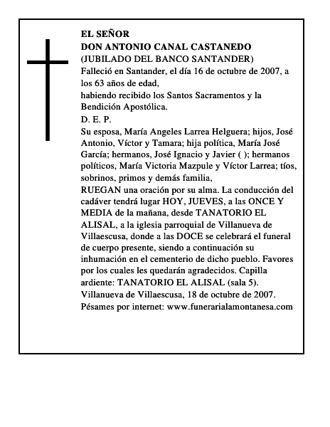 DON ANTONIO CANAL CASTANEDO