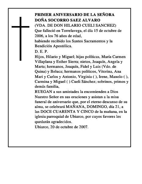 DOÑA SOCORRO SAEZ ALVARO