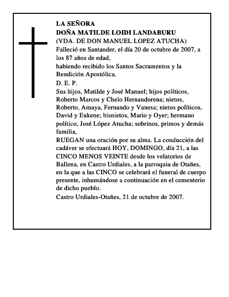 DOÑA MATILDE LOIDI LANDABURU