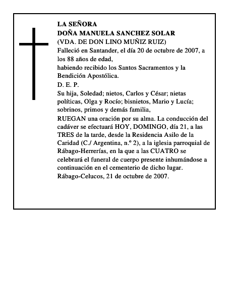 DOÑA MANUELA SANCHEZ SOLAR