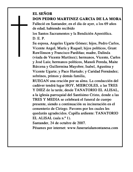 DON PEDRO MARTINEZ GARCIA DE LA MORA