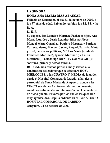 DOÑA ANA MARIA MAS ABASCAL