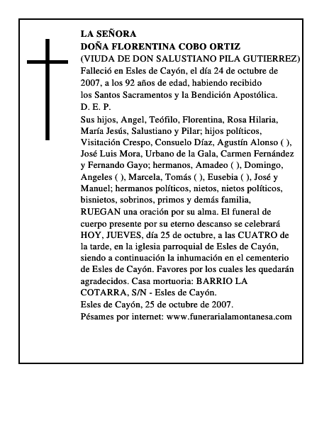 DOÑA FLORENTINA COBO ORTIZ