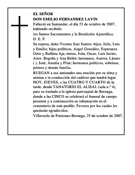 DON EMILIO FERNANDEZ LAVIN