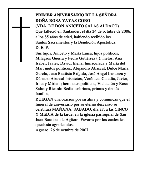 DOÑA ROSA VAYAS COBO