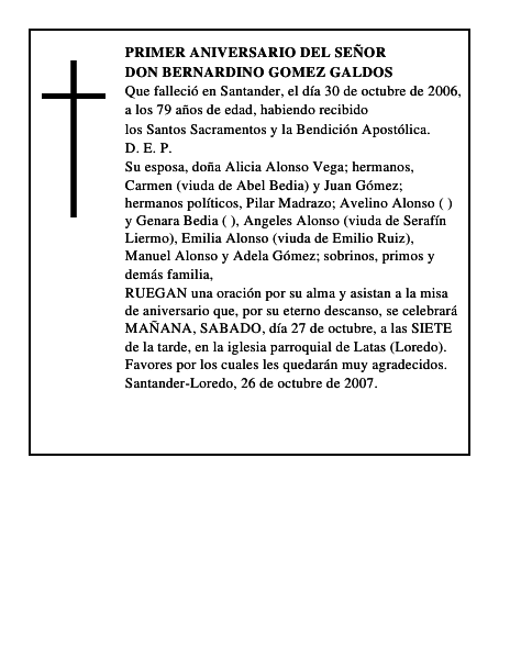 DON BERNARDINO GOMEZ GALDOS