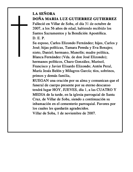 DOÑA MARIA LUZ GUTIERREZ GUTIERREZ