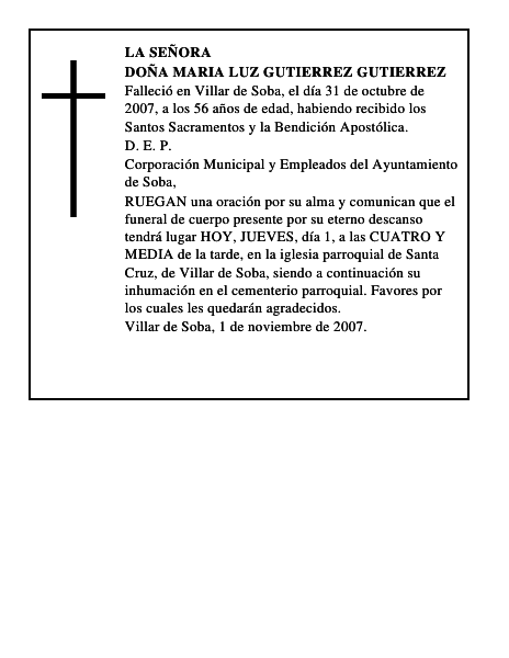 DOÑA MARIA LUZ GUTIERREZ GUTIERREZ