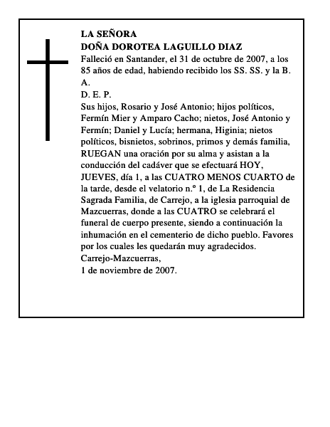 DOÑA DOROTEA LAGUILLO DIAZ