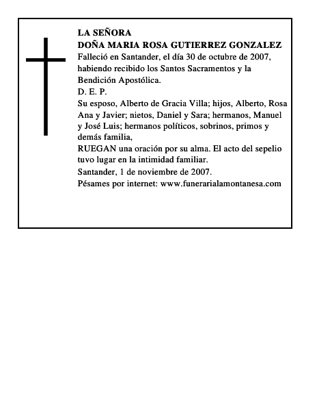 DOÑA MARIA ROSA GUTIERREZ GONZALEZ