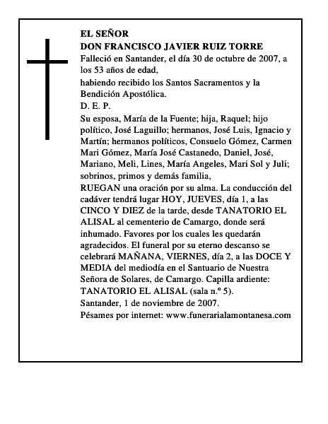 DON FRANCISCO JAVIER RUIZ TORRE