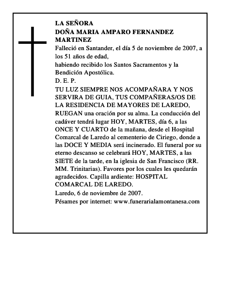 DOÑA MARIA AMPARO FERNANDEZ MARTINEZ