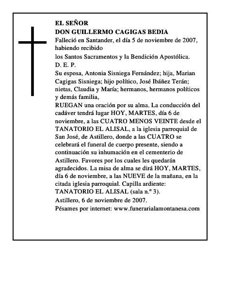 DON GUILLERMO CAGIGAS BEDIA