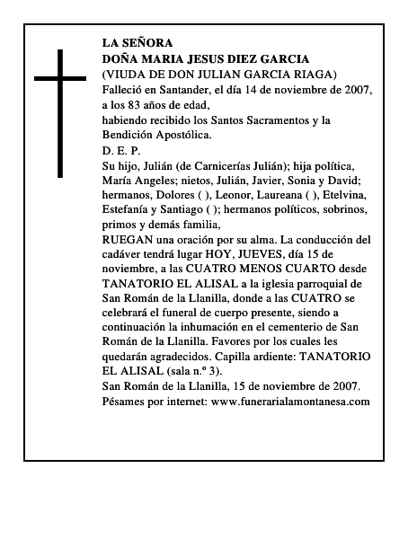 DOÑA MARIA JESUS DIEZ GARCIA